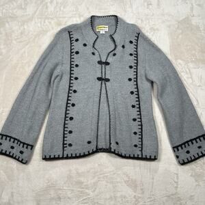 Artesanias Paehamama Gray 100% Alpaca Wool Cardigan Sweater Jacket Size Medium